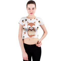 Fox In Autumn Crew Neck Crop Top by vanessagf