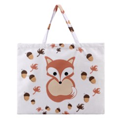 Fox In Autumn Zipper Large Tote Bag