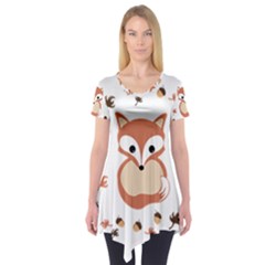 Fox In Autumn Short Sleeve Tunic  by vanessagf