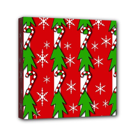 Christmas Tree Pattern - Red Mini Canvas 6  X 6  by Valentinaart