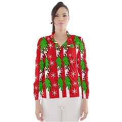 Christmas Tree Pattern - Red Wind Breaker (women) by Valentinaart