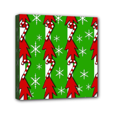 Christmas Pattern - Green Mini Canvas 6  X 6  by Valentinaart