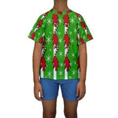 Christmas Pattern - Green Kid s Short Sleeve Swimwear by Valentinaart