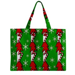 Christmas Pattern - Green Zipper Mini Tote Bag by Valentinaart