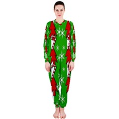 Christmas Pattern - Green Onepiece Jumpsuit (ladies)  by Valentinaart