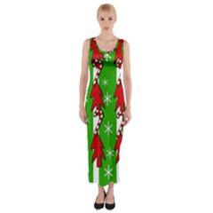 Christmas Pattern - Green Fitted Maxi Dress