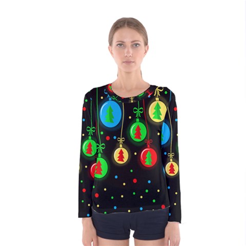 Christmas Balls Women s Long Sleeve Tee by Valentinaart