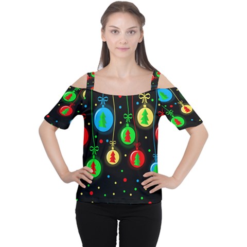 Christmas Balls Women s Cutout Shoulder Tee by Valentinaart