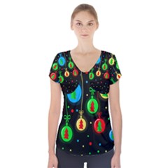 Christmas Balls Short Sleeve Front Detail Top by Valentinaart