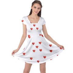 Cute Hearts Motif Pattern Cap Sleeve Dresses