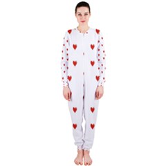 Cute Hearts Motif Pattern Onepiece Jumpsuit (ladies)  by dflcprintsclothing