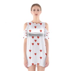 Cute Hearts Motif Pattern Cutout Shoulder Dress