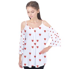 Cute Hearts Motif Pattern Flutter Tees