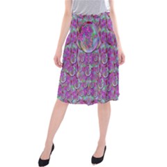 Paradise Of Wonderful Flowers In Eden Midi Beach Skirt