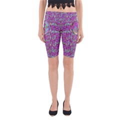 Paradise Of Wonderful Flowers In Eden Yoga Cropped Leggings