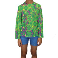 Christmas Decor - Green Kid s Long Sleeve Swimwear