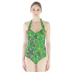 Christmas Decor - Green Halter Swimsuit by Valentinaart