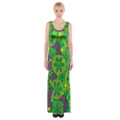 Christmas Decor - Green Maxi Thigh Split Dress