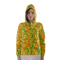 Christmas Decor - Yellow Hooded Wind Breaker (women) by Valentinaart