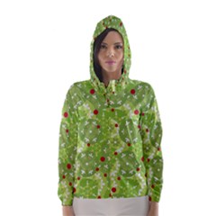 Green Christmas Decor Hooded Wind Breaker (women) by Valentinaart