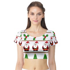 Christmas Pattern Short Sleeve Crop Top (tight Fit) by Valentinaart