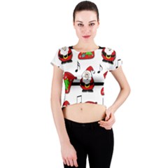 Christmas Song Crew Neck Crop Top by Valentinaart