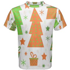 Christmas Design - Green And Orange Men s Cotton Tee by Valentinaart