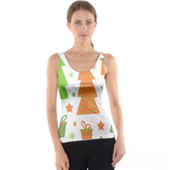 Christmas Design - Green And Orange Tank Top by Valentinaart