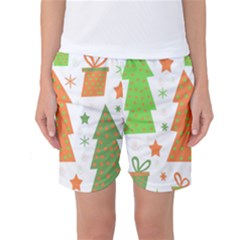 Christmas Design - Green And Orange Women s Basketball Shorts by Valentinaart