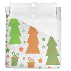 Christmas Design - Green And Orange Duvet Cover Single Side (queen Size) by Valentinaart