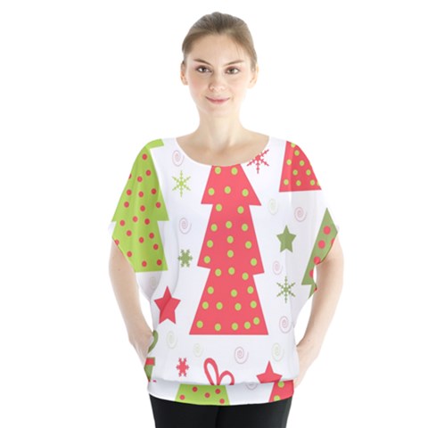 Christmas Design - Green And Red Blouse by Valentinaart