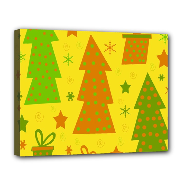 Christmas design - yellow Canvas 14  x 11 