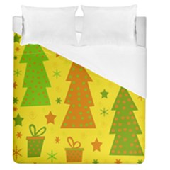 Christmas Design - Yellow Duvet Cover Single Side (queen Size) by Valentinaart