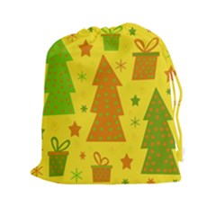 Christmas Design - Yellow Drawstring Pouches (xxl) by Valentinaart