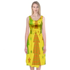 Christmas Design - Yellow Midi Sleeveless Dress