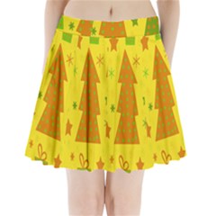 Christmas Design - Yellow Pleated Mini Skirt by Valentinaart