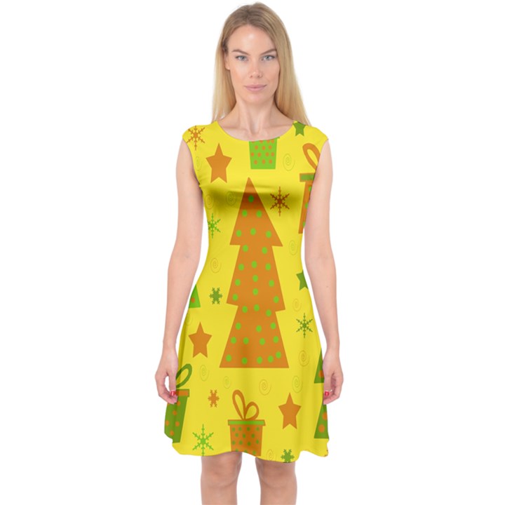 Christmas design - yellow Capsleeve Midi Dress