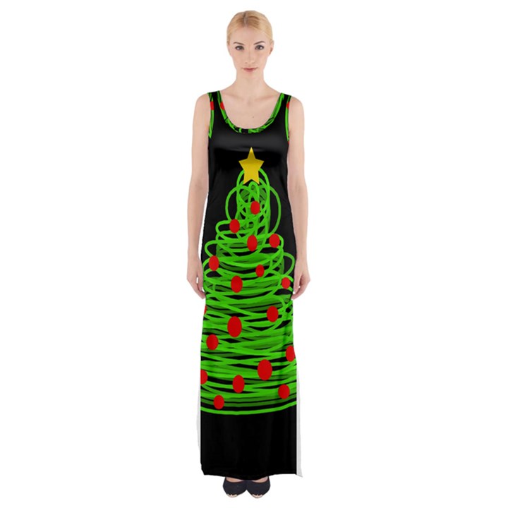 Christmas tree Maxi Thigh Split Dress