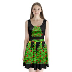 Christmas Tree Split Back Mini Dress  by Valentinaart