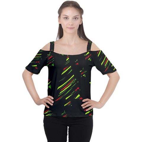 Abstract Christmas Tree Women s Cutout Shoulder Tee by Valentinaart