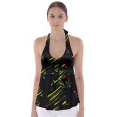 Abstract Christmas Tree Babydoll Tankini Top by Valentinaart