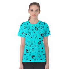 Pots Mermaid Print In Turquoise Women s Cotton Tee