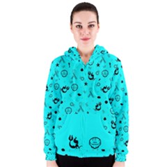 Pots Mermaid Print In Turquoise Women s Zipper Hoodie