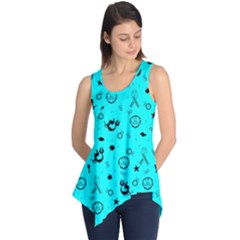 Pots Mermaid Print In Turquoise Sleeveless Tunic