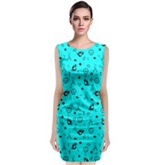 Pots Mermaid Print In Turquoise Classic Sleeveless Midi Dress by AwareWithFlair