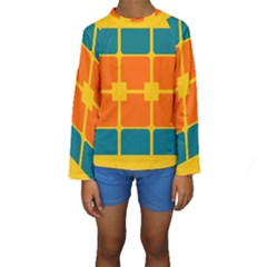 Squares And Rectangles                                                                                                 Kid s Long Sleeve Swimwear