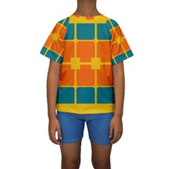 Squares And Rectangles                                                                                                 Kid s Short Sleeve Swimwear