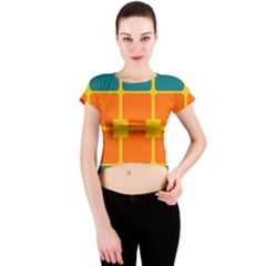 Squares And Rectangles                                                                                                Crew Neck Crop Top by LalyLauraFLM