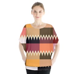 Chevrons In Squares                       Batwing Chiffon Blouse