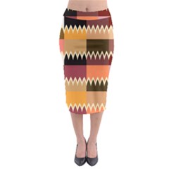 Chevrons In Squares                                                                                                   Midi Pencil Skirt